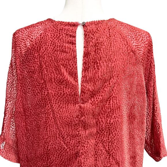 Jigsaw Top Women Size 10‎ Red Tufted Velvet Dots Dressy Layered Blouse (15) - Picture 7 of 11